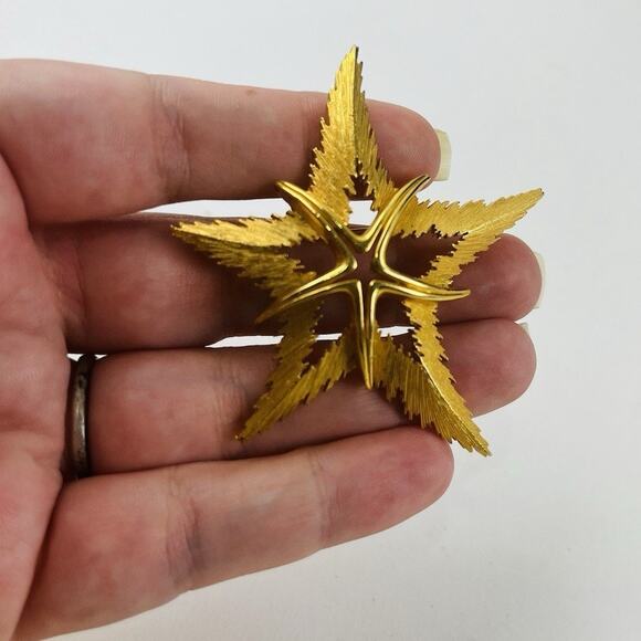 JJ Jonette Jewelry Star Starfish Chunky Brooch Vintage Gold Tone Celestial Ocean - Picture 14 of 14